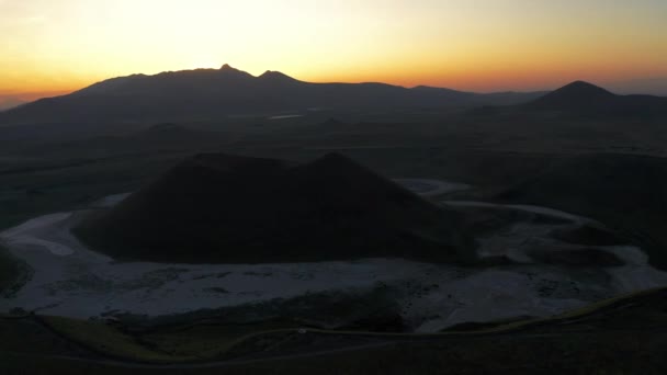 Schöne Luftaufnahme Meke Krater See Tuzla Türkei — Stockvideo