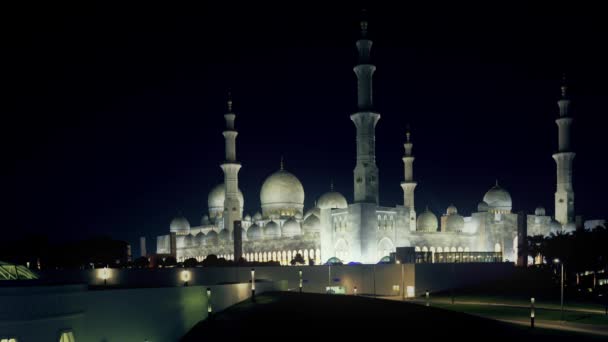 Sheikh Zayed Mosque Night Abu Dhabi Emirates — Stock Video