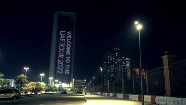 Skyline Rascacielos Noche Abu Dhabi Emiratos — Vídeos de Stock