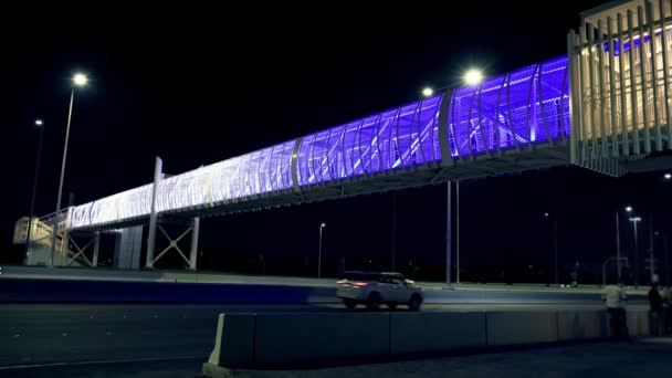 Iluminated Bridge Abu Dhabi Emirates Stupeň Stabilizovaná Verze — Stock video