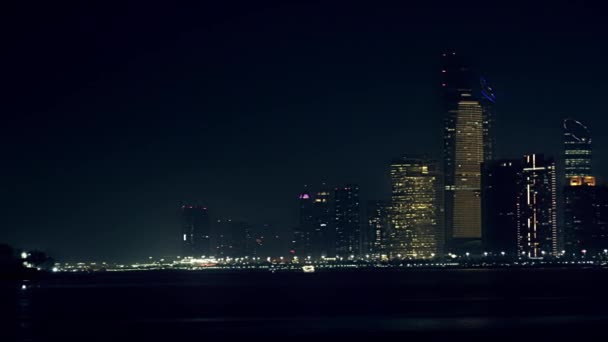 Скайлайн Хмарочоси Вночі Абу Дабі Емірати — стокове відео