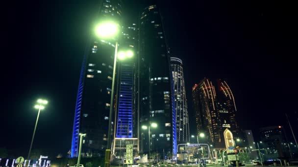 Skyline Skyscrapers Night Abu Dhabi Emirates — Stock video