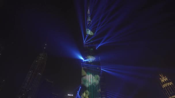 Burj Park Burj Khalifa Night Light Show Dubai United Arab — ストック動画