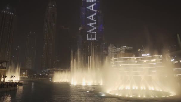 Water Fountain Building Dubai Night Light Show Dubai Emirates Native — Stok video