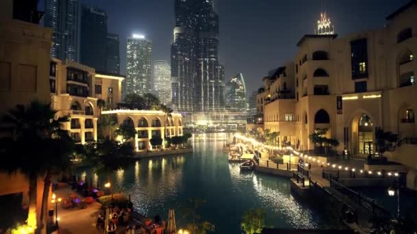 Burj Park Burj Khalifa Night Light Show Dubai United Arab — Video