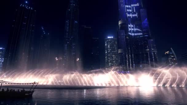 Water Fountain Building Dubai Night Light Show Dubai Emirates Native — Αρχείο Βίντεο