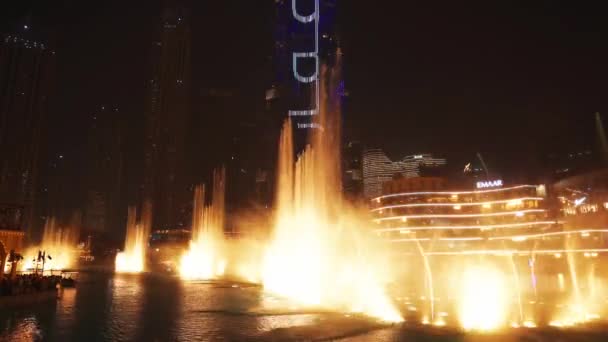 Water Fountain Building Dubai Night Light Show Dubai Emirates Native — Wideo stockowe