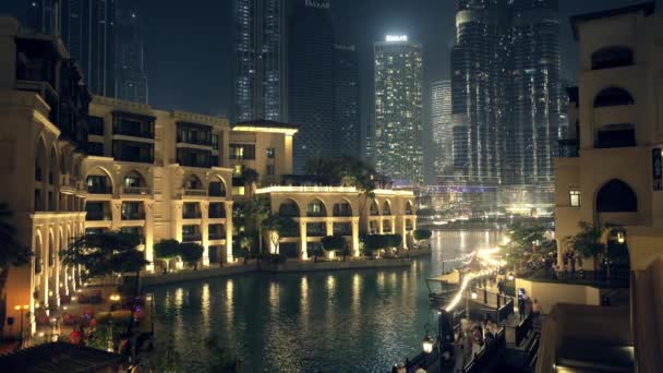 Burj Park Burj Khalifa Night Light Show Dubai United Arab — Stockvideo