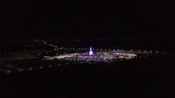 Aerial Sheikh Zayed Heritage Festival Night United Arab Emriates — Stok Video
