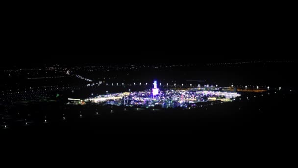 Aerial Sheikh Zayed Heritage Festival Night United Arab Emriates Graded — Stockvideo