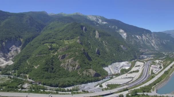 Beautiful Aerial View Flying Autoroute Maurienne France — Stock video