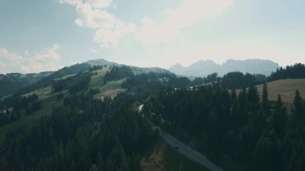 Όμορφη Θέα Του Jaun Pass Και Πράσινη Κοιλάδα Ελβετία — Αρχείο Βίντεο