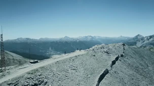 Aerial Flying Summit Monte Jafferau Italy — Stock Video