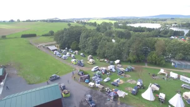Bela Vista Aérea Roof Top Tent Festival Alemanha — Vídeo de Stock