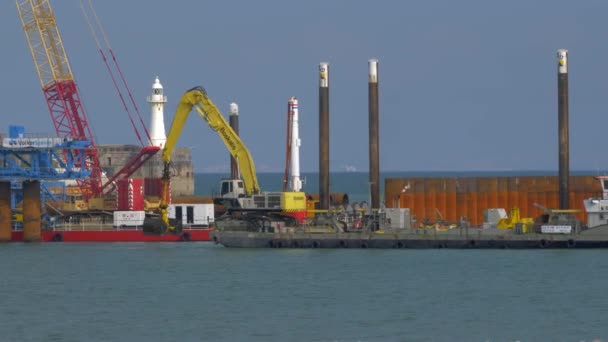 Multipurpose Ships Working Dover Harbor United Kingdom — Stockvideo
