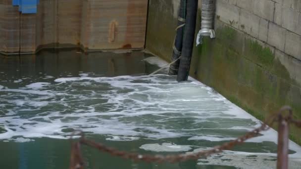 Contaminación Del Agua Aguas Residuales Puerto — Vídeo de stock