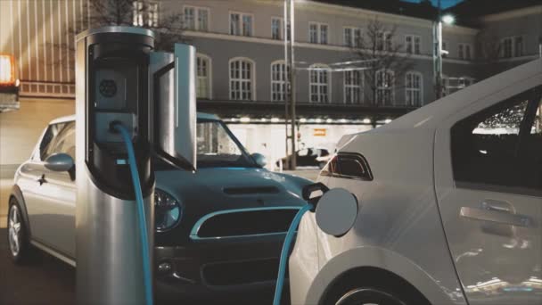 Şarj Istasyonunda Elektrikli Araba Şarjı — Stok video