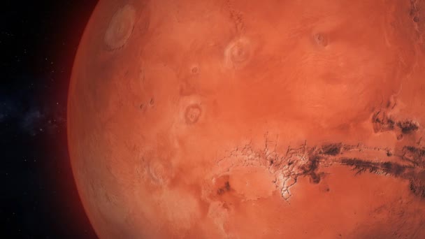 Vollbild Mars Fliegt Weltraum Vorbei — Stockvideo