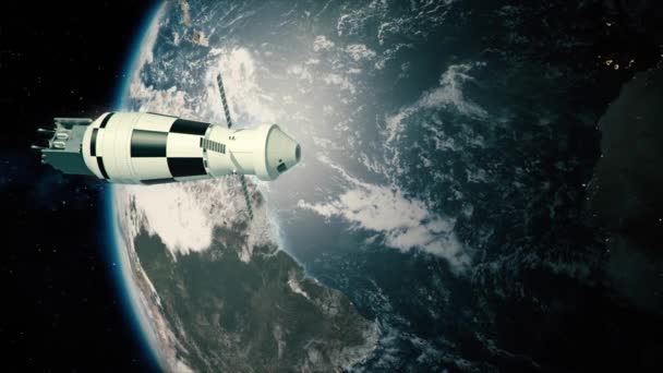 Orion Rymdfarkoster Passerar Planeten Jorden — Stockvideo