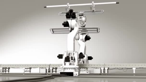 Interacting Industrial Robots Background Close — Vídeos de Stock