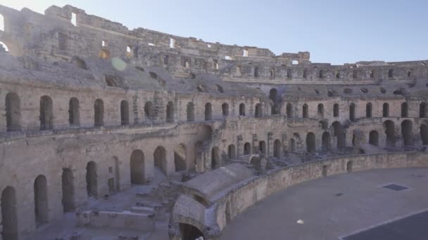 Вид Повітря Амфітеатр Ель Джем Вдень Туніс — стокове відео