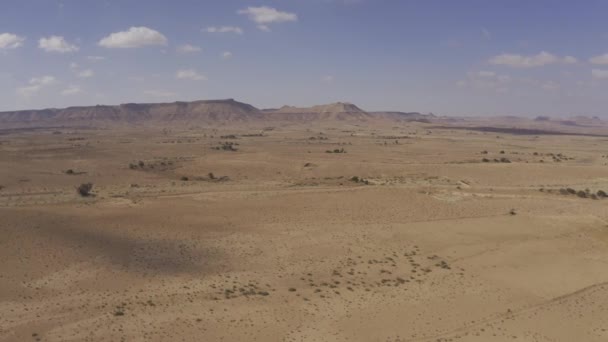 Aerial Daytime View Tunisian Deserty Landscape — Stock Video