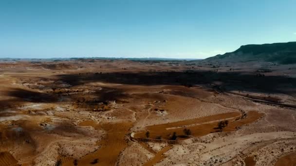 Luchtfoto Van Tunesisch Woestijnlandschap Overdag — Stockvideo