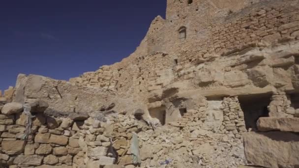 Vista Panorâmica Aldeia Abandonada Chenini Durante Dia Tunísia — Vídeo de Stock