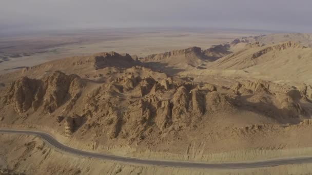 Luchtfoto Van Rommel Piste Onder Bewolkte Hemel Overdag Tunesië — Stockvideo