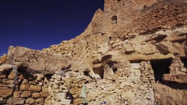 Szenische Ansicht Des Verlassenen Dorfes Chenini Bei Tag Tunesien Stock-Filmmaterial