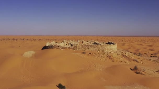 Aerial Fort Romain Tisavar Στη Σαχάρα Τυνησία — Αρχείο Βίντεο