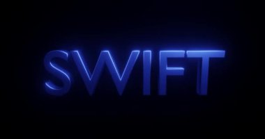 SWIFT mavi metin animasyonu. Efekt canlandırmasını erit