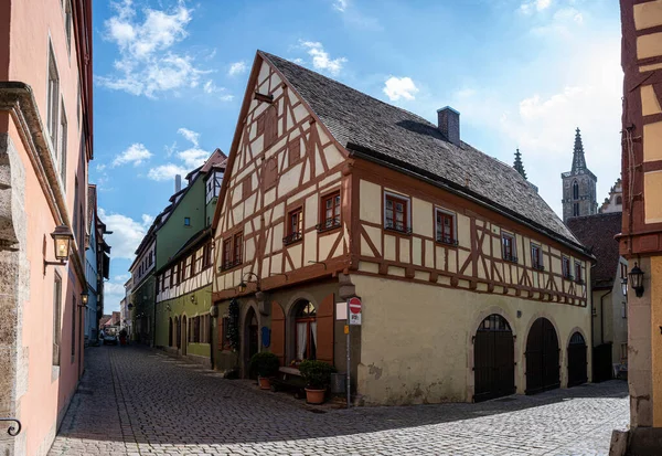Félkész Ház Rothenburg Der Tauberben Németországban Történelmi Óváros — Stock Fotó