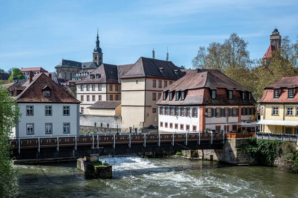 Kilátás Történelmi Óváros Regnitz Folyó Bamberg Németország — Stock Fotó