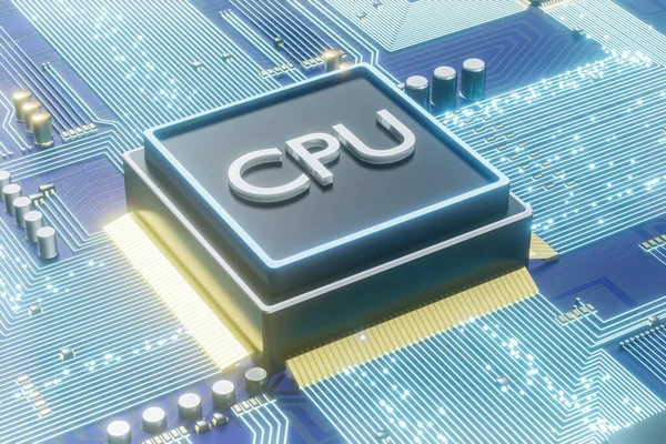 Cpu Text Computer Printed Circuit Board Illustration — Stock Photo, Image