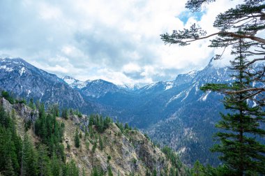 Almanya, Fussen yakınlarındaki Bavyera Alpleri 'nin panoramik manzarası