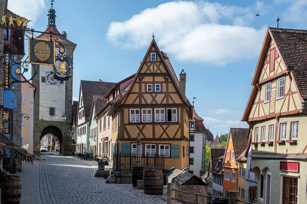 Történelmi Óváros Rothenburg Der Tauber Németország Régi Történelmi Házak Kaputornyok — Stock Fotó