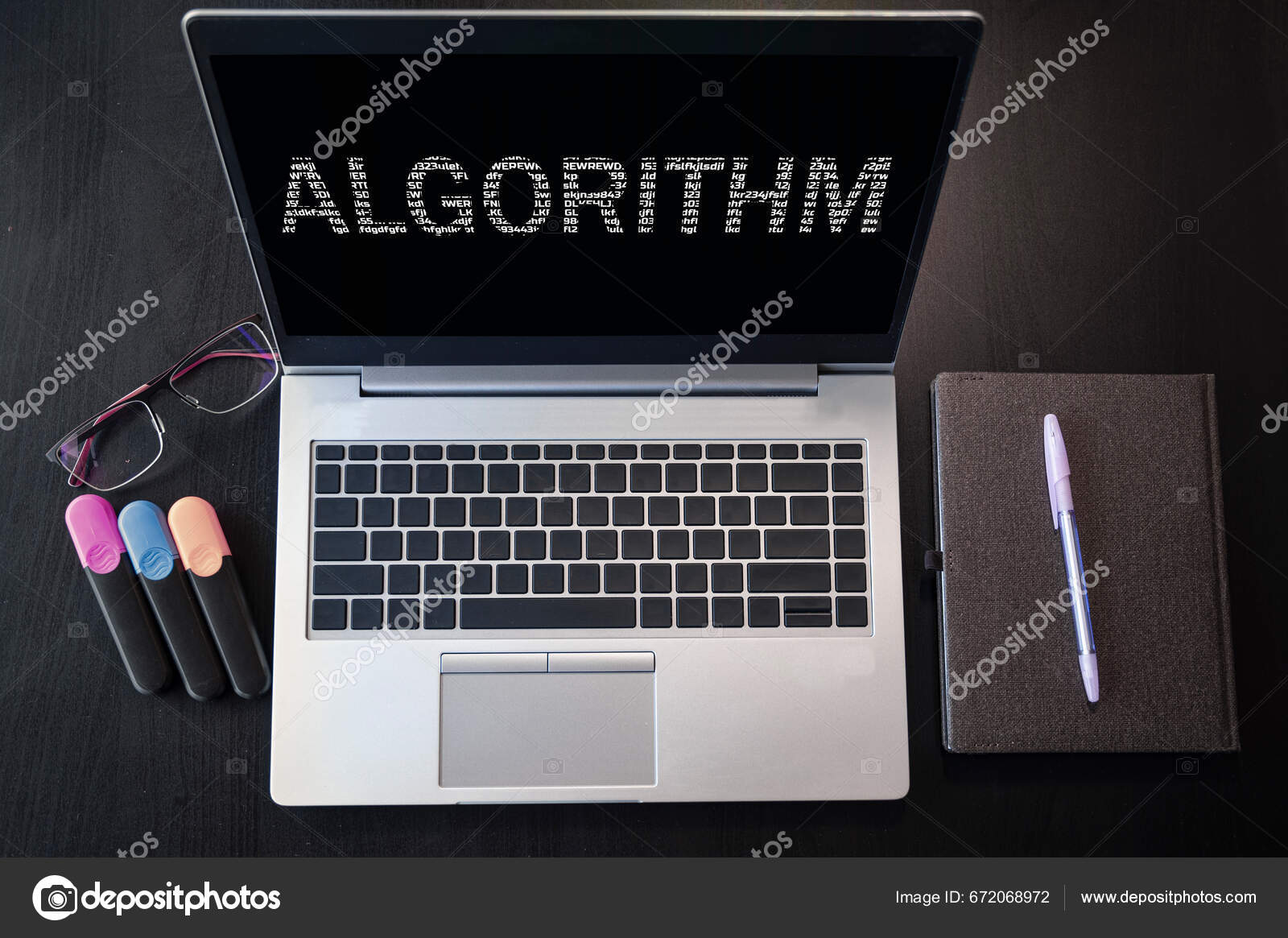 Laptop Algorithm Text Top View Algorithm Inscription Laptop Screen ...
