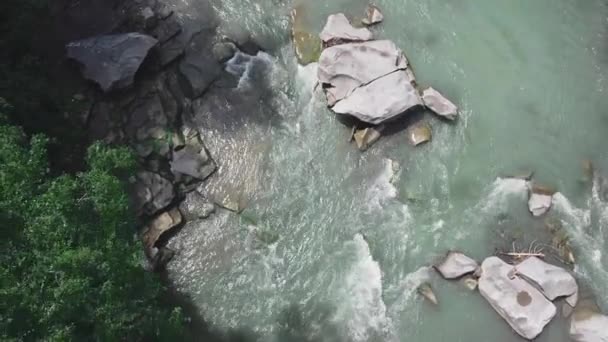 Slow Flight Fast Mountain River Blue Cold Water Mountain River — Stock video