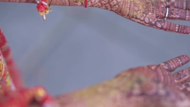 Beautiful Video Indian Bride Traditional Wedding Attire Hindu Custom Wearing — Stock video