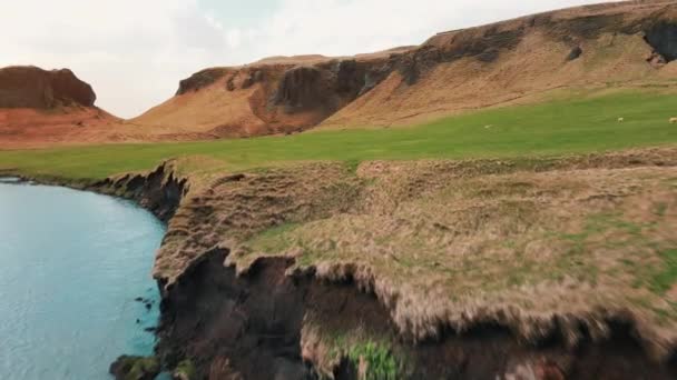 伝説的なリングロード滝の上にグライド スコガフォス それは自然の振付でカスケードとして アイスランドを魅了する自然の驚異を捉えた空想的な傑作 — ストック動画