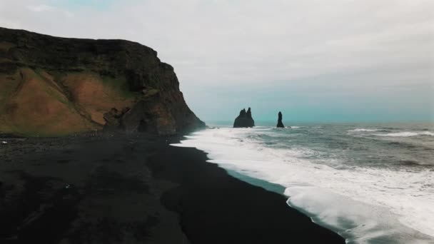 Experimente Encanto Icelands Black Sand Beach Prístino Paisajes Robustos Encuentran — Vídeo de stock