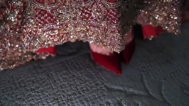 Snímek Krásné Indické Nevěsty Vstupující Její Svatbu Shot Indian Bride — Stock video