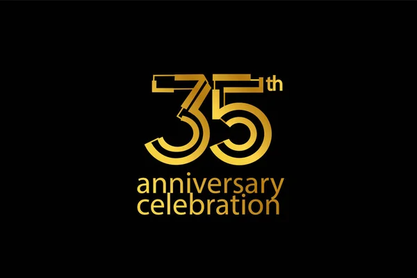 Anniversario Celebrazione Logotipo Stile Astratto Anniversario Con Colore Oro Isolato — Vettoriale Stock