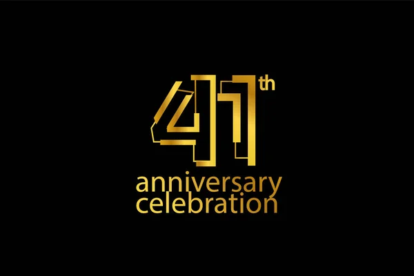 41周年を祝う抽象的なスタイルのロゴタイプ 黒を基調とした金色の記念日 — ストックベクタ
