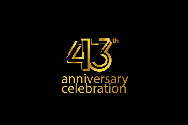 43周年を祝う抽象的なスタイルのロゴタイプ 黒を基調とした金色の記念日 — ストックベクタ