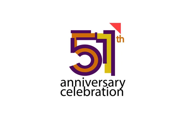 51周年を祝う抽象的なスタイルのロゴタイプ 白を基調とした紫 オレンジ色の独立記念日 — ストックベクタ