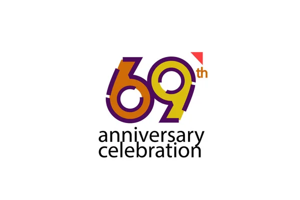 Aniversario Celebración Estilo Abstracto Logotipo Aniversario Con Púrpura Amarillo Color — Archivo Imágenes Vectoriales