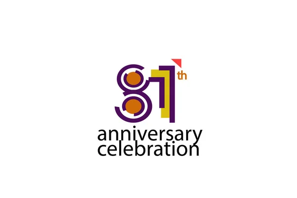 Year Anniversary Celebration Abstract Style Logotype Anniversary Purple Yellow Orange — Stock Vector