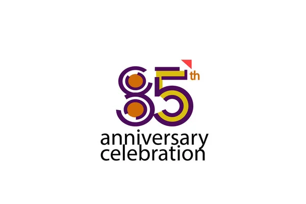 85周年を祝う抽象的なスタイルのロゴタイプ 白を基調とした紫 オレンジ色の独立記念日 — ストックベクタ